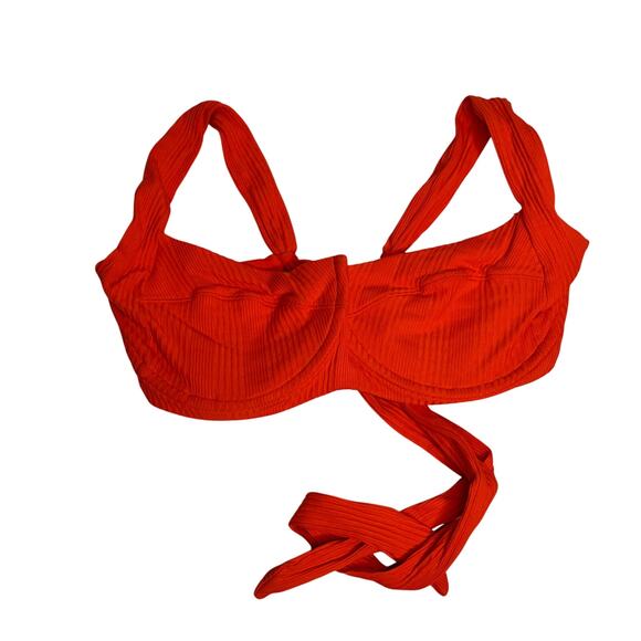 L Space Pointelle Rib Camellia Underwire Bikini Top Poppy Orange NWT Women XL - Picture 2 of 8